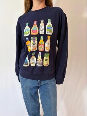 Navy Blue Ranch Bottle Funny Crewneck Oversized Sweatshirt